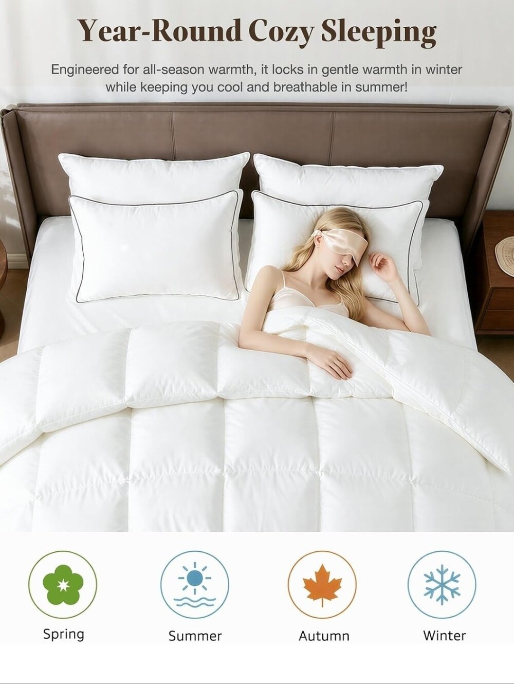 NWT Goose Down Hotel Duvet Comforter King Size Organic Cotton Cover Kusnug - Picture 4 of 8